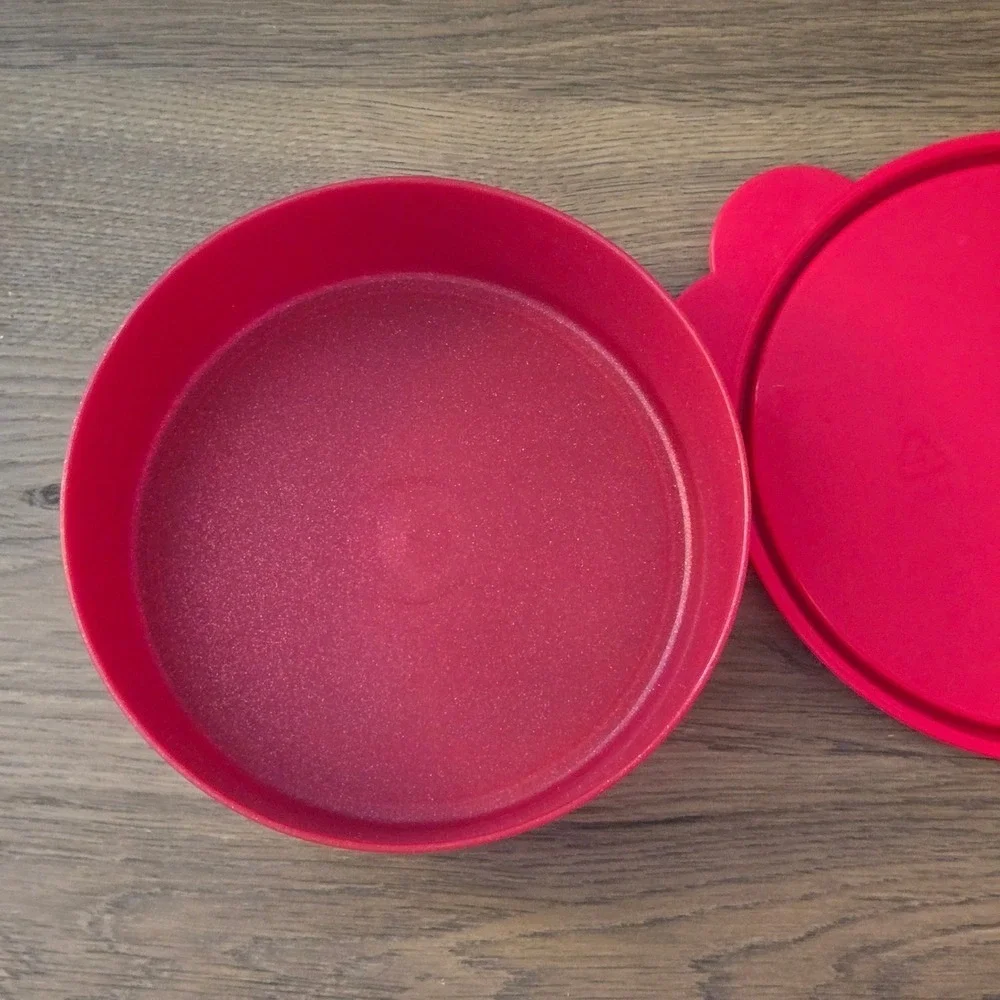 Tupperware Red Glitter Round Food Storage Containers Set of 3 700ml 440ml - Picture 7 of 9